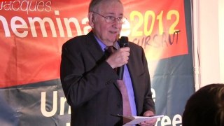 Jacques Cheminade s'adresse aux militants le soir du premier tour de l'élection présidentielle