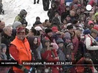 Puddle skiing in Russia - no comment