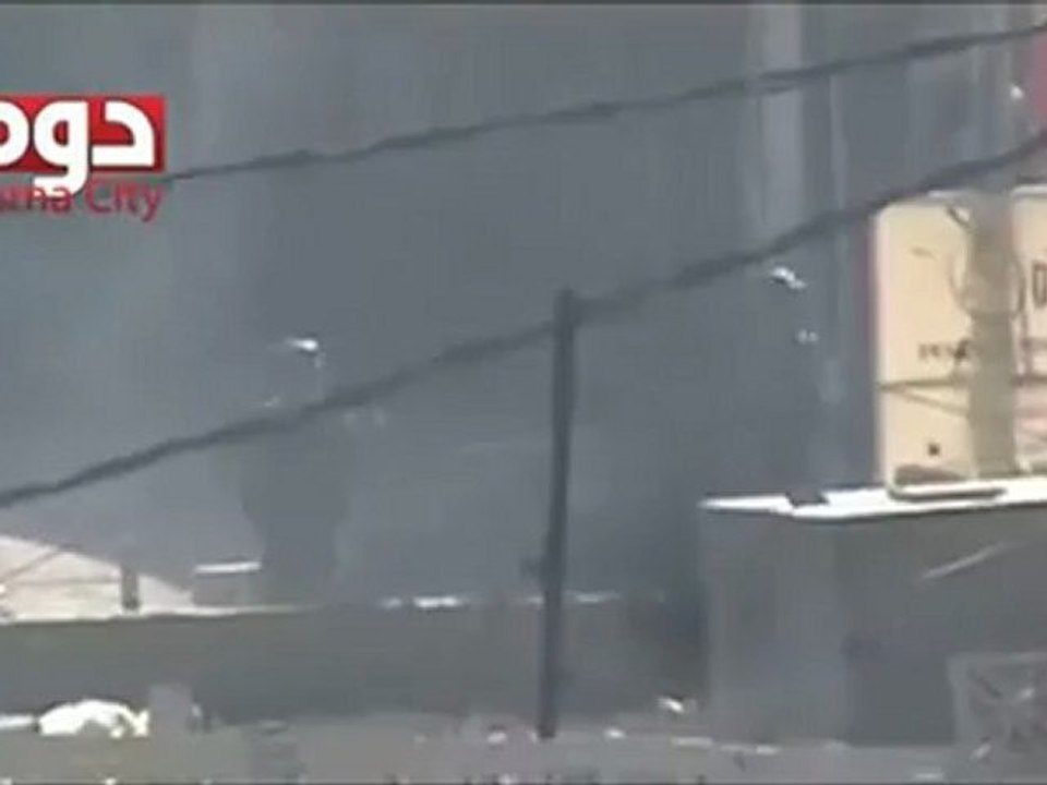 فري برس ريف دمشق دوما اطلاق نار عشوائي من الدبابة وشبيحة النظام 24 4 2012 Damascus