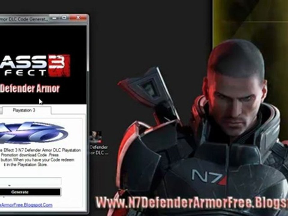 Mass Effect 3 N7 Defender Armor DLC Free Giveaway Xbox360,PS3