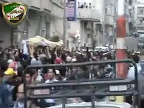 فري برس ريف دمشق قطنا موكب تشييع شيخ الشهداء عدنان عمر أبو أيمن 1 5 2012 ج3 Damascus