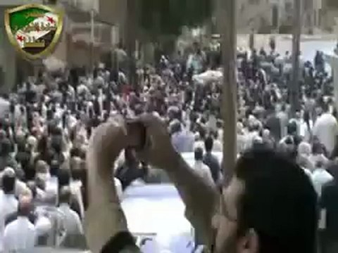 فري برس ريف دمشق قطنا موكب تشييع شيخ الشهداء عدنان عمر أبو أيمن 1 5 2012 ج2 Damascus