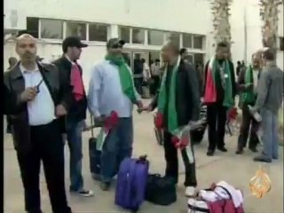 لحظة وصول قافلة شريان الحياة لغزة