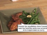 REPAS DIVIN - Recette 2 : Croustillant de poulet au curry et haricots verts aux amandes
