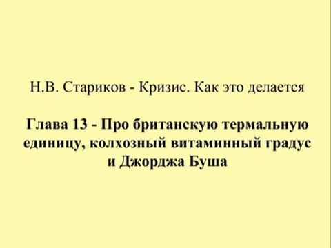 Н.В. Стариков - Кризис. Как это делается - Глава 13 - Про британскую термальную единицу, колхозный витаминный градус и Джорджа Буша