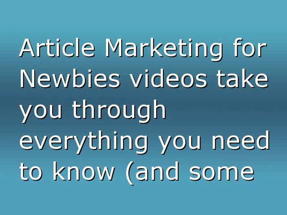Article Marketing for Newbies