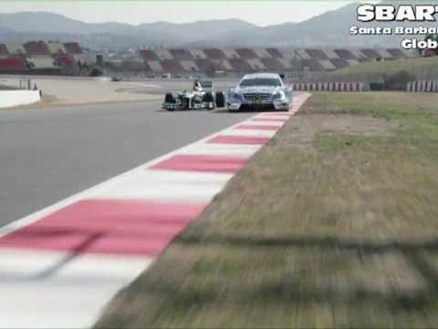 Mercedes-Benz Auto Racing Teams F1 and DTM Duel on Race Track