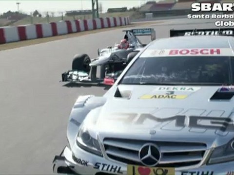 Mercedes-Benz Auto Racing Teams F1 and DTM Duel on Race Track