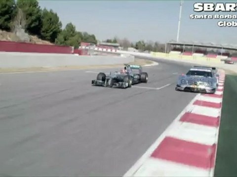 Mercedes-Benz Auto Racing Teams F1 and DTM Duel on Race Track