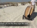 SUP Wheels™ carrier, wheels for your SUP board roll on a sandy beach