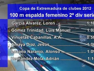 100 espalda copa de extremadura de clubes 2012