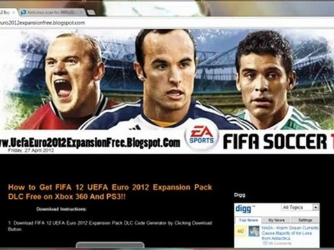 FIFA 12 UEFA Euro 2012 Expansion Pack Free Giveaway - Xbox 360 - PS3