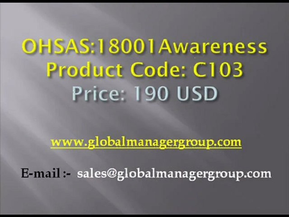OHSAS 18001 Standard Certification Training