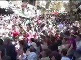 فري برس ريف دمشق يبرود تصوير المظاهرة من مكان مرتفع 27 4 2012 جــ4 Damascus