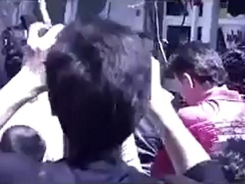 فري برس ريف دمشق مرور مظاهرة مضايا في جمعة أتى أمر الله أمام ناحية مضايا 27 4 2012 Damascus