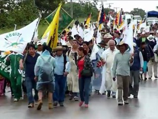 Bolivie : marche d'Indiens contre une route dans un parc naturel