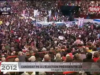 François Hollande en meeting au Palais Omnisports de Paris-Bercy