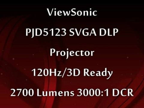 ViewSonic PJD5123 SVGA DLP Projector 120Hz/3D Ready, 2700 Lumens, 3000:1 DCR