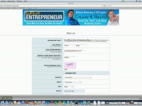 Steps to sign up for Your FREE Influx Entrepreneur Website!