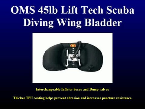 Scuba Diving, OMS 45lb Lift Tech Scuba Diving Wing Bladder with Inflator Assembly-Ocean Management Systems