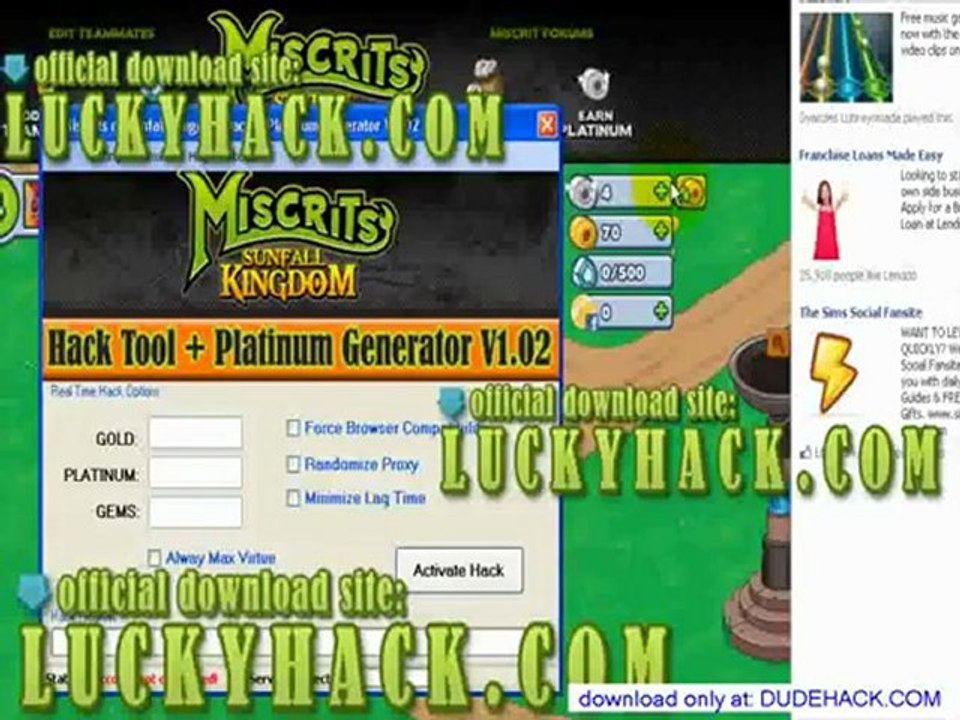 MISCRITS OF SUNFALL KINGDOM Hack Cheat |FREE Download| May June 2012 Update