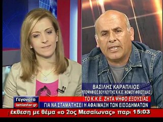 ο Βασ. Kαραπλιός στο STAR Κεντρικής Ελλάδας
