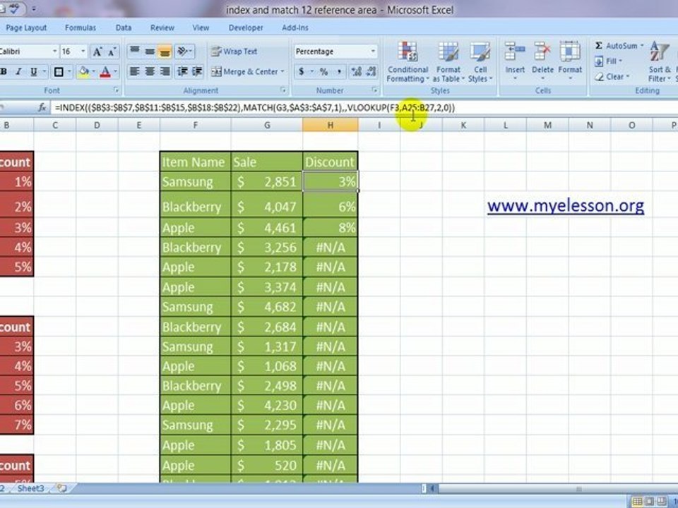 Index & Match Formula 12 - Reference & Area  To lookup Ans From 3 Different Tables English