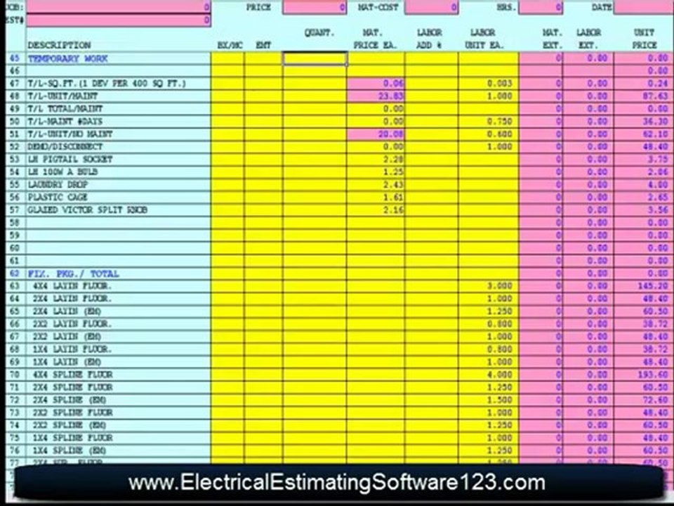 Electrical Estimating Software