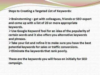 Creating a Targeted List of Keywords