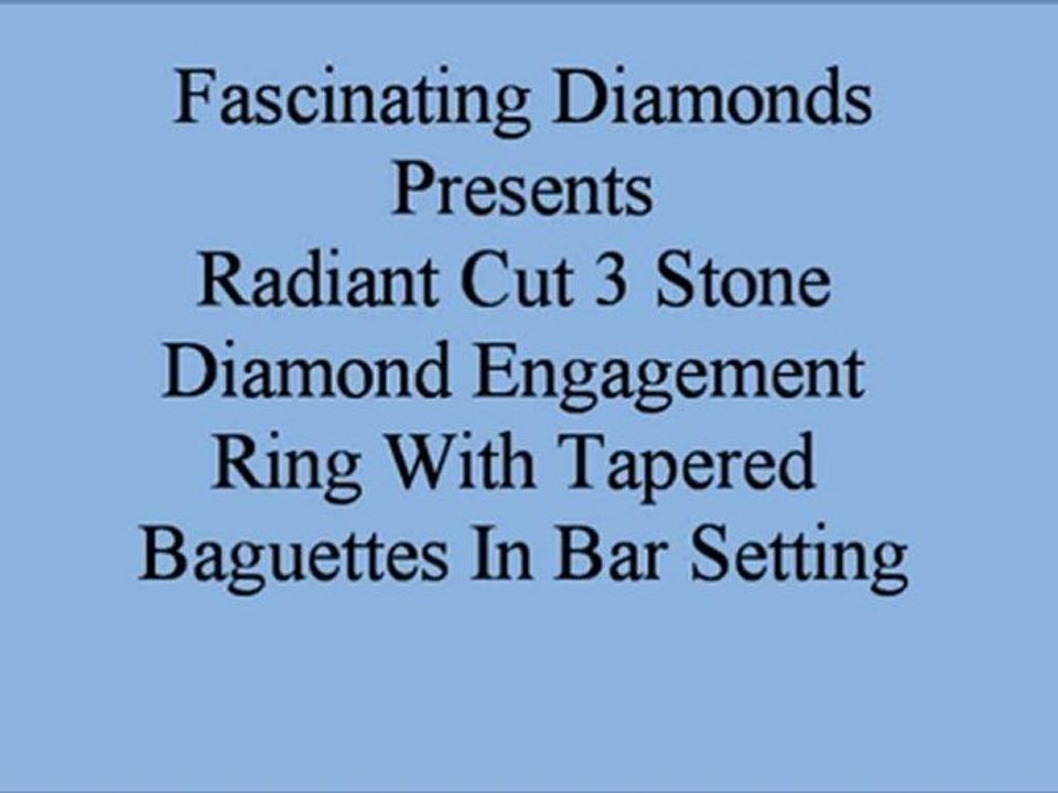 Radiant Cut 3 Stone Diamond Engagement Ring with Tapered Baguettes In Bar Setting FDENS100RAR