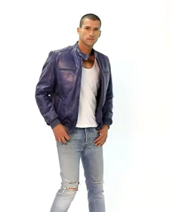 Blouson cuir Giorgio brad bleu