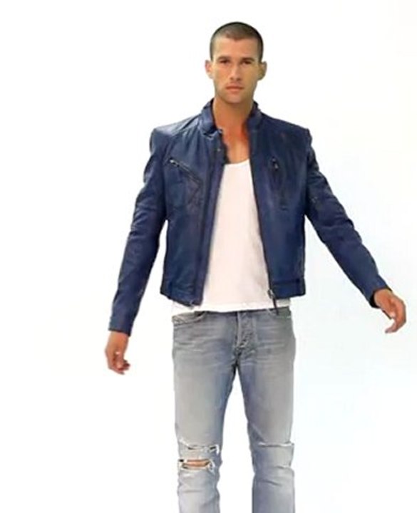 Blouson cuir Giorgio freddy bleu