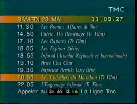 Mire TMC Affichant La Date L'heur et Le Programe 29 Mai 1993 TMC