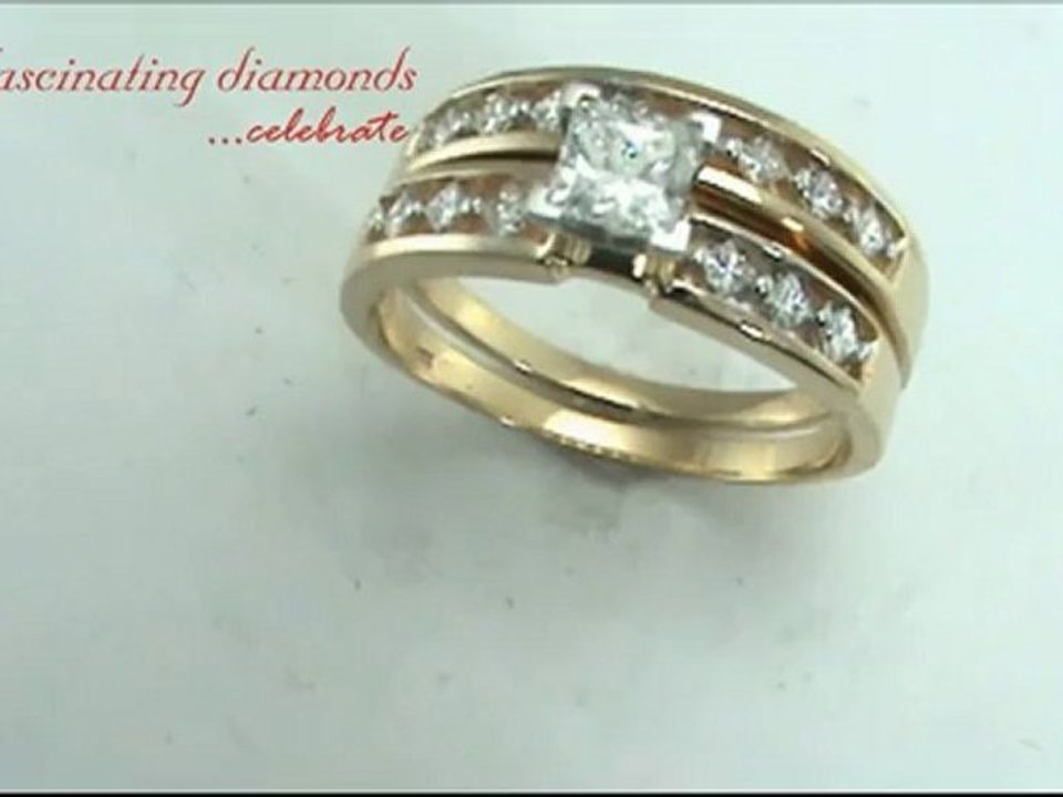 Princess Cut Diamond Wedding Rings Set With Side Stones In Kite Channel Setting FDENS1826PR