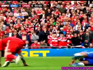 Agger arguing with referee over yellow card