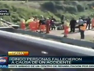 Accidente de autobus deja a cinco muertos en Italia