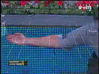 Djokovic playing on blue clay courts