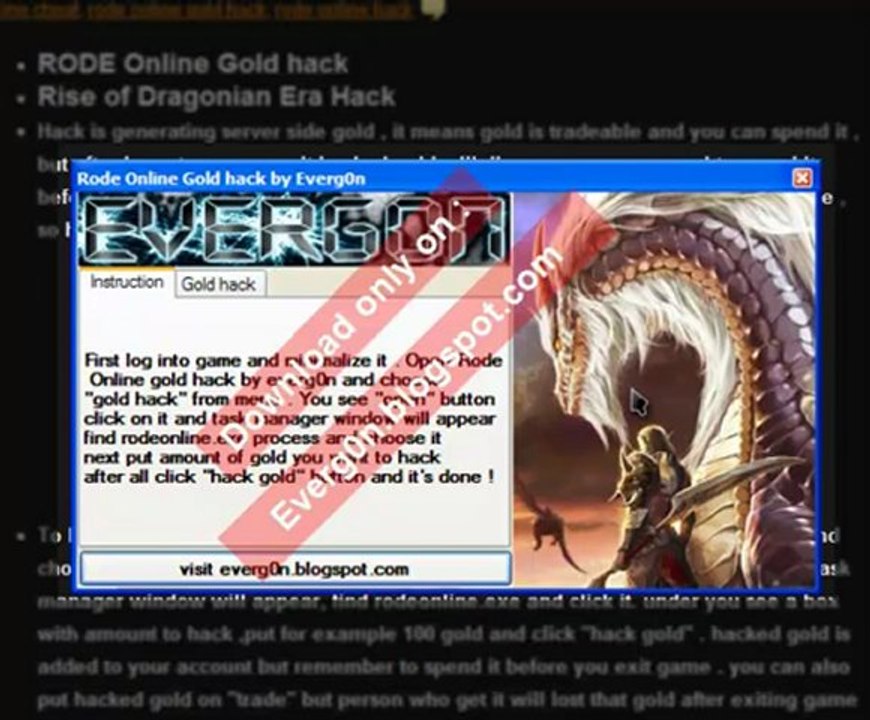 Rode Online Gold hack by Everg0n for Free
