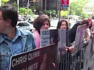 Protest against Christine Quinn at Victory Fund (2012)
