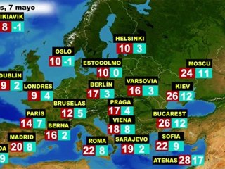 El tiempo en Europa, por países, previsión lunes 7 y martes 8 de mayo