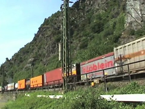 Züge zwischen Loreley und Roßstein, BR151, SBB Cargo Re482, 2x BR185, MRCE BR189, 2x BR428, BR427