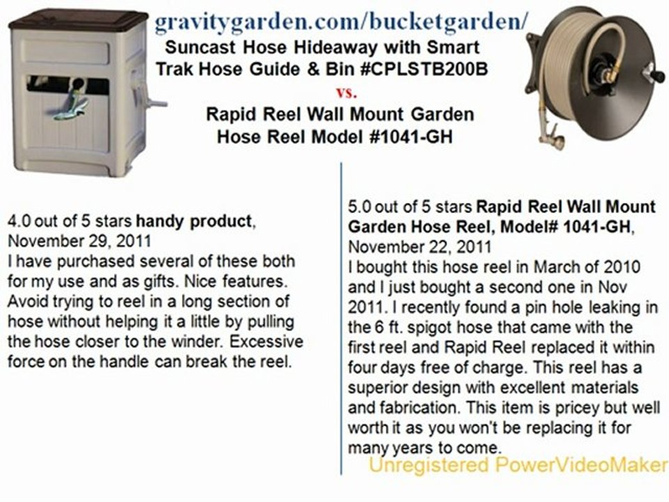 Suncast Hose Hideaway with Smart Trak Hose Guide & Bin #CPLSTB200B  vs Rapid reel#1041-GH (Lawn & Patio)