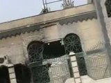 فري برس  حمص اثار القصف على جامع ابو بكر من الخارج ديربعلبة 7 5 2012 Homs