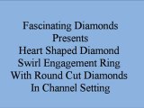 Heart Shaped Diamond Swirl Engagement Ring With Round Cut Diamonds In Channel Setting FDENS3083HTR