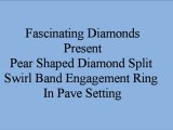 Pear Shaped Diamond Split Swirl Band Engagement Ring In Pave Setting FDENS3044PER