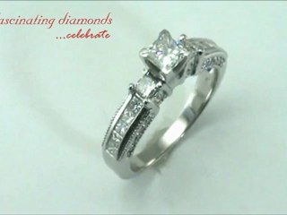 Princess Cut 3 Stone Diamond Engagement Ring In Channel Setting FDENS1186PRR