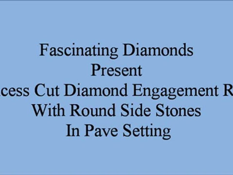 Princess Cut Diamond Engagement Ring With Round Side Stones In Pave Setting FDENS3101PRR