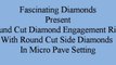 Round Cut Diamond Engagement Ring With Round Cut Side Diamonds In Micro Pave Setting FDENS3183ROR