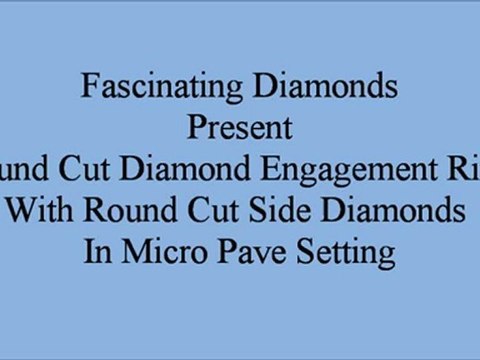 Round Cut Diamond Engagement Ring With Round Cut Side Diamonds In Micro Pave Setting FDENS3183ROR