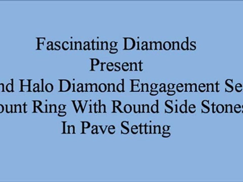 Round Halo Diamond Engagement Semi Mount Ring With Round Side Stones In Pave Setting FDENS3208R-SM
